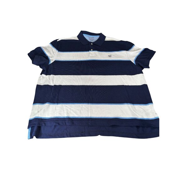 Chaps Mens Everyday Polo Shirt Blue & White Stripes XXL 100% Cotton - Picture 3 of 11